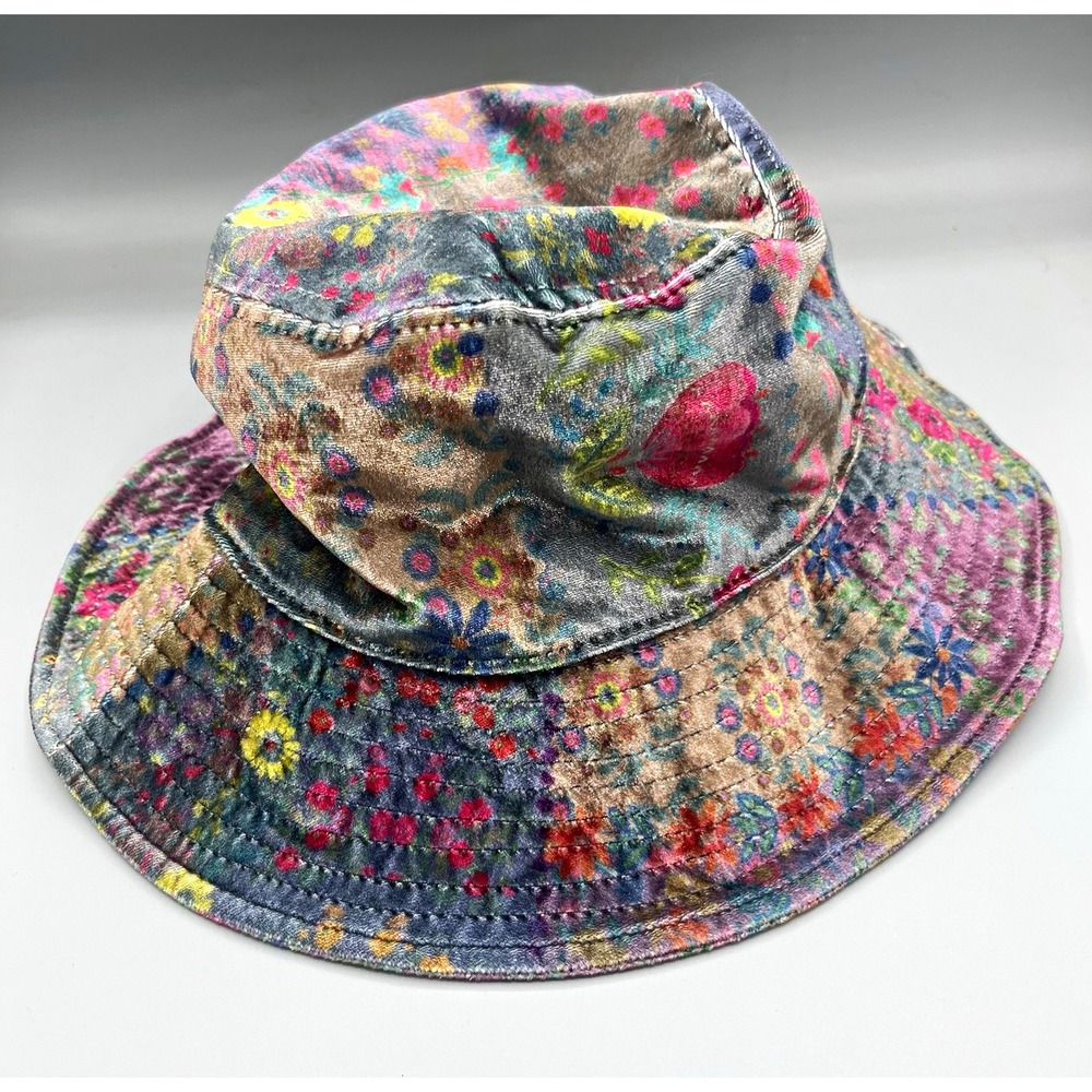 Natural Life Multicolor Floral Boho Fleece Lined Bucket Hat One Size